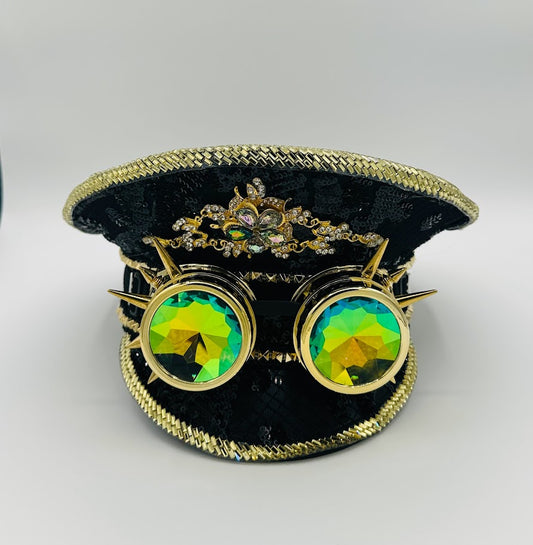 Black & Gold Sequenced Captain Hat